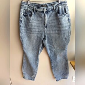 Judy Blue Women's High Rise Slim Fit Slight Distressing Size 22W Lightwash Denim